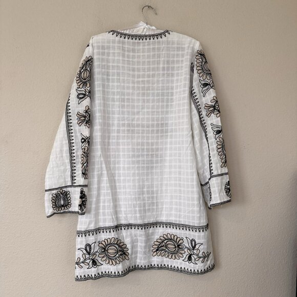 ZARA COTTON SHORT EMBROIDERED TUNIC KAFTAN DRESS Sizes Medium - Picture 15 of 16